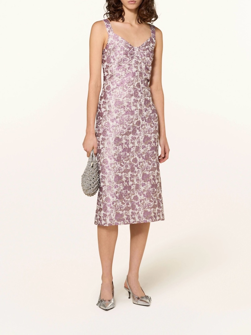 Baum und pferdgarten Sleeveless Pink Floral Brocade Midi Dress size US 6 NWT